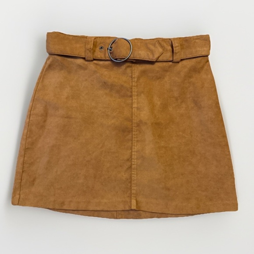 Hollister Tan Faux Suede Mini‎ Skirt with Belt Size Small Boho Chic Western